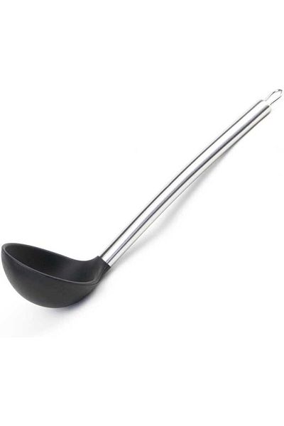 STOREMAX Sellbuystore Steel Handle 100% Silicone Ladle - Black 1053513