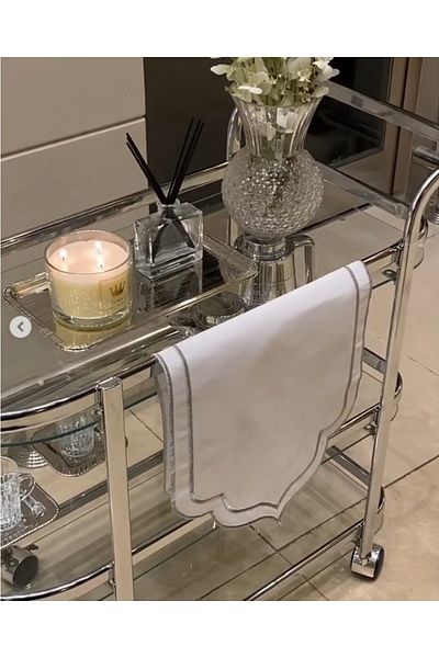 private house Taiwanese silver steel glass tea trolley
