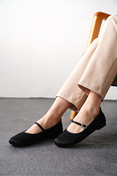 CİMİLİ SHOES Kadın Saten Günlük Babet Yuvarlak Burun Balerin Ortopedik