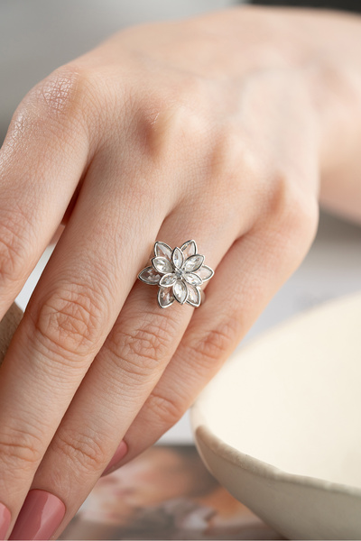 Silvano Jewelry 925 Ayar Gümüş Lotus Yüzük