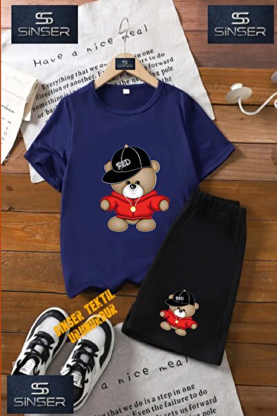 SS SİNSER Children's "Cute Teddy Bear with Red Hat" Custom Printed Crew Neck ...