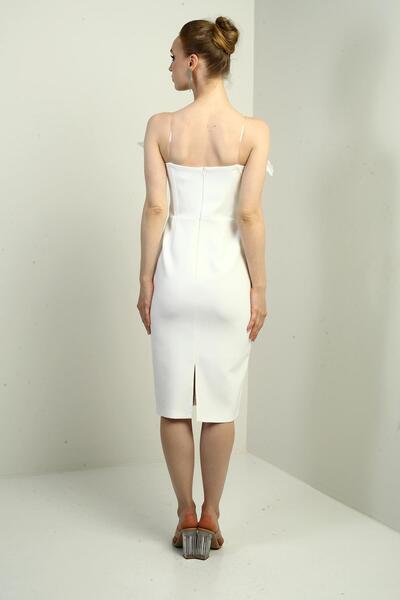 By Saygı Women's 3D Floral Detailed Underwire Corset Midi Dress