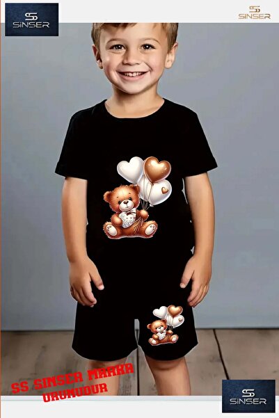 SS SİNSER Παιδικό μπλουζάκι με στάμπα "BEAR HEARTS BALLOON" με λαιμόκοψη ποδη...