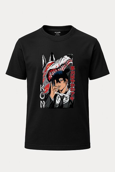 nirvoda Unisex Kon Aki Chainsaw Man T-Shirt - Μακρύ μπλουζάκι Anime