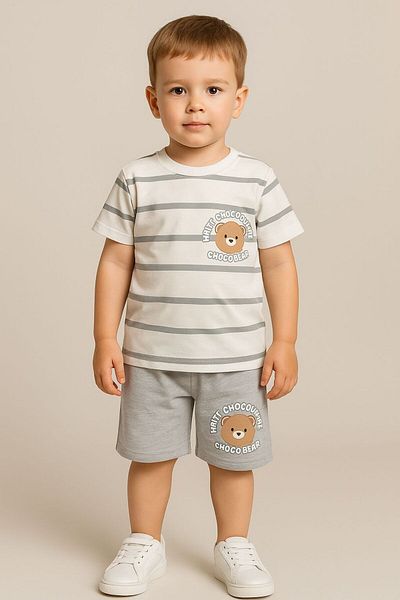 FURKYY Boy's Summer Top and Bottom Set with Shorts