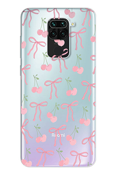 moonset Xiaomi Redmi Note 9 Uyumlu Kiraz ve Fiyonk Tasarımlı Baskılı Şeffaf T...
