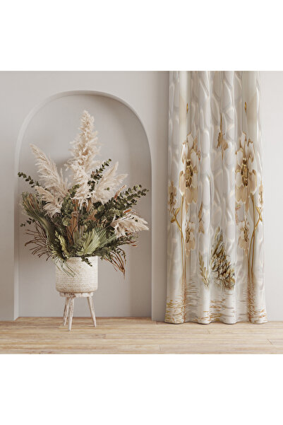 LadiesHome Large Floral Motif Curtain on a White Background – Modern and Aesthetic Touch 140X260 cm Single Wing