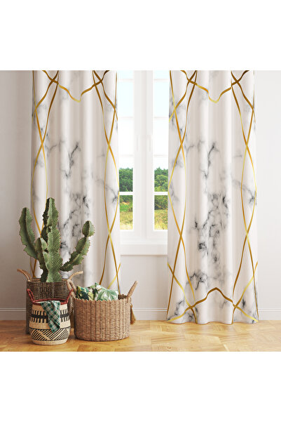 LadiesHome Abstract Marble Motif Curtain – Aesthetic & Sophisticated Style 140X260 cm Single Wing