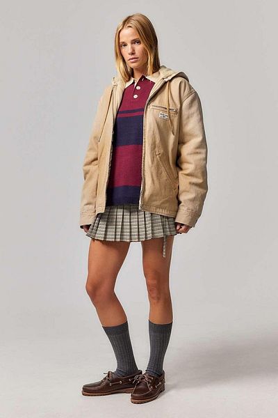 september island Mustard Color Canvas Hooded Coat