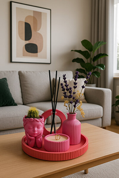 meandme 5 Parça Mumluk, Oda Kokusu, Vazo, Saksı Sunum Seti MARMARİS Serisi