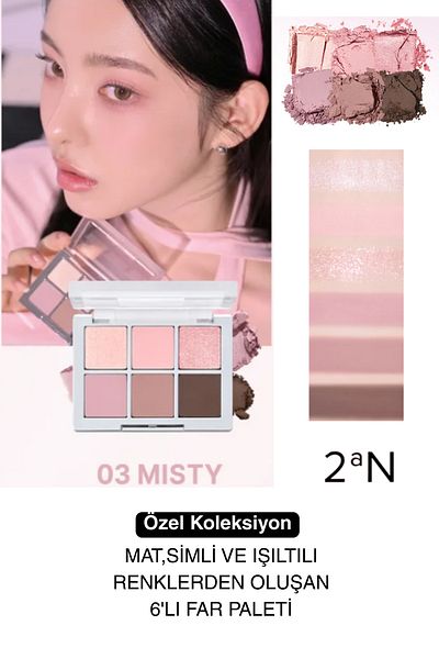 2aN 6-Piece Eyeshadow Palette Containing Matte, Glitter and Shimmer Colors
