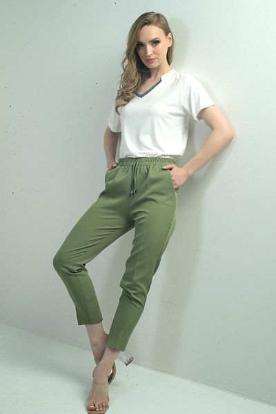 By Saygı Pantaloni de damă cu talie elastică și buzunare laterale