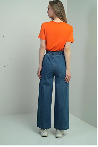 By Saygı Жіночі штани-палаццо з еластичним поясом і боковими кишенями