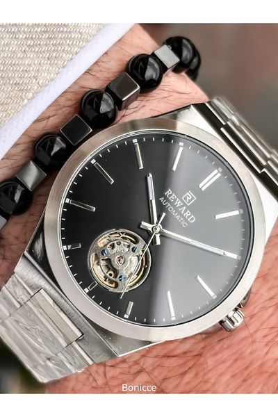 Reward Silver Navy Steel Cord,Steel Case,Automatic (Without Battery),5 Atm,Vip Men Wristwatch with Bracelet Gift