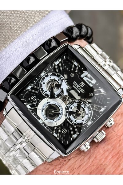 Reward Silver Black Steel Cord, Functions Active, 5 Atm,Vip Men Wrist Watch Bracelet Gift