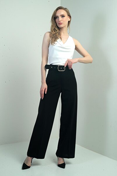 By Saygı Women's Scuba Crepe Lycra Palazzo Trousers