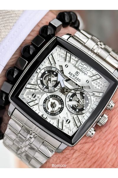 Reward Silver White Steel Cord, Functions Active, 5 Atm,Vip Men Wrist Watch Bracelet Gift