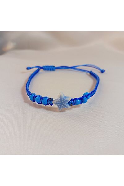 Crystal Atelier Blue Star Macrame Bracelet-Macrame Braided String Star Bracelet-Star Bracelet-Sand Bead Bracelet