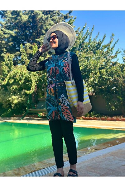 HOTEPS ملابس سباحة إسلامية مغلقة بالكامل من قماش الباراشوت