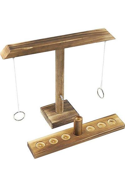 Generic Hook And Ring Toss, A Handcrafted Wooden Tabletop Fast Paced Interactive Handheld Board Game
