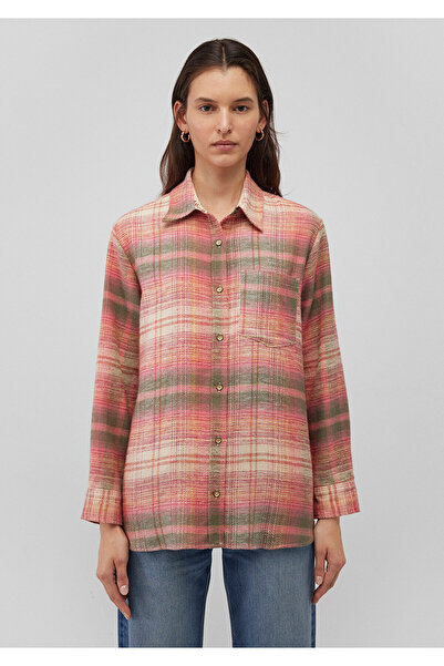 Mavi Kareli Turuncu Gömlek Loose Fit / Bol Rahat Kesim 1210609-85860