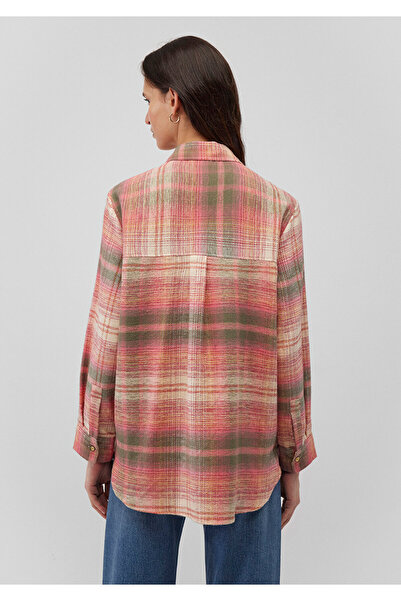 Mavi Kareli Turuncu Gömlek Loose Fit / Bol Rahat Kesim 1210609-85860