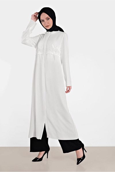 Alvina Embroidered Tunic with Cuffs Zipper 4457