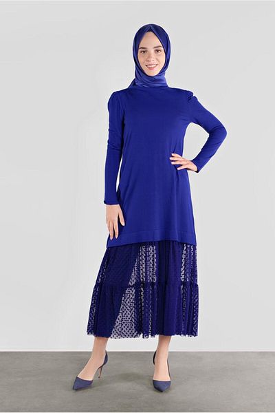 Alvina Point Patterned Towel Detailed Knitting Tunic 41018