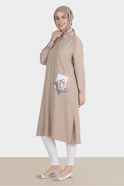 Alvina 42879 Model Sequin Embroidered Tunic