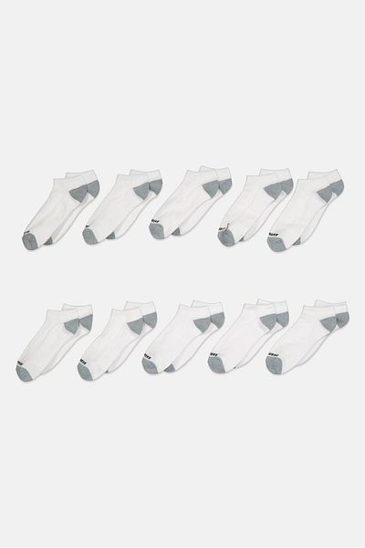 SKECHERS Men 10 Pairs Brand Logo No Show Socks, Multicolor