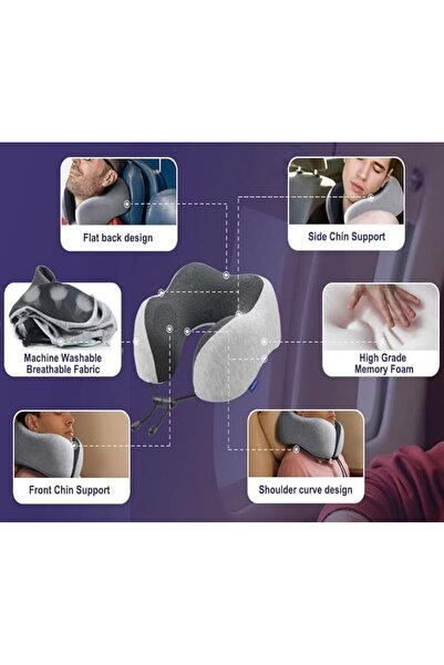 Goishtrie Breathable Memory Foam Neck Pillow , Washable, Adjustable Strap & Side Pocket