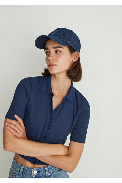 Mavi Sötétkék Slim Fit Crop Polo póló - 1612646 -70488