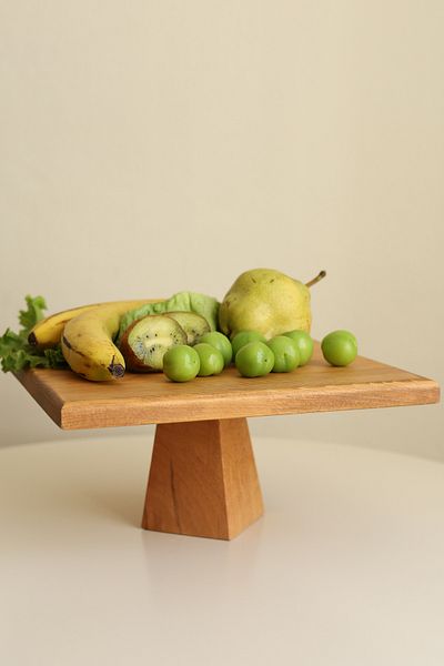 justwood 25x25/10 cm and 29x29/12 cm Square Wooden Cake Presentation Serving Plate - Pyramid