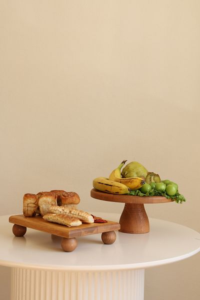 justwood مجموعة أطباق تقديم الكيك المستطيلة الخشبية المكونة من قطعتين 25/10 لوكا و17 × 25 سم