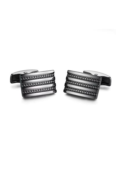 delis Shirt buttons, BN020, rectangular pattern, Black/Silver