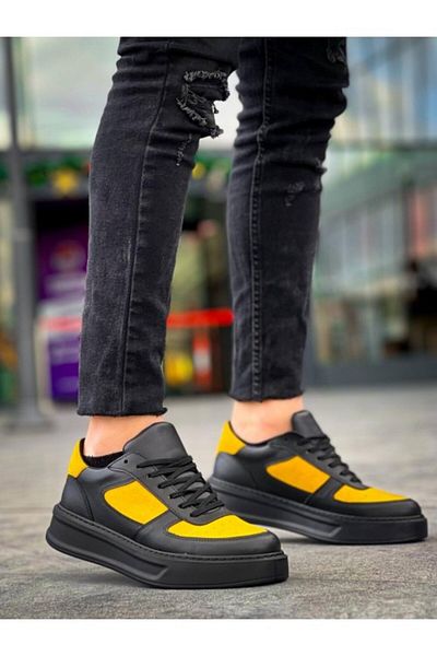 EBRUS TREND Kb-X8 Black Yellow Skin High Sole Casual Sports Shoes