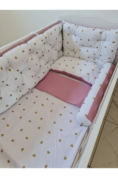 yasetex tasarım 70 X 130 - Baby Crib Edge Protection Set - 40 cm Height, Washable