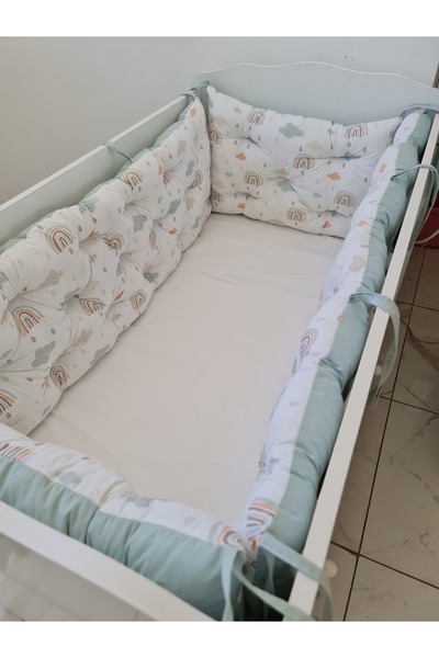 yasetex tasarım طقم حماية جانبية للسرير مكون من 4 قطع مقاس 70 × 140 – 100% قطن – قابل للغسل