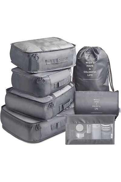 NEXIFY Travel Luggage Packing Organizers Set with Toiletry Bag, 7 Pieces