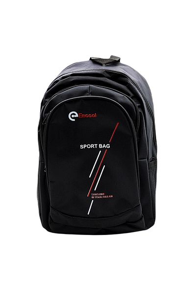 Gen-Of 3 Compartment Sport Bag School Backpack Line Printed Black Code:702
