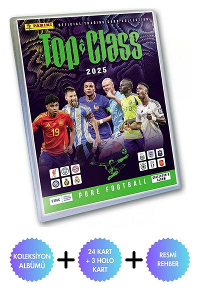 Toyika Panini Top Class 2025 Mega Starter Set (Album + 24 Cards + 3 Holo Cards + Guide)
