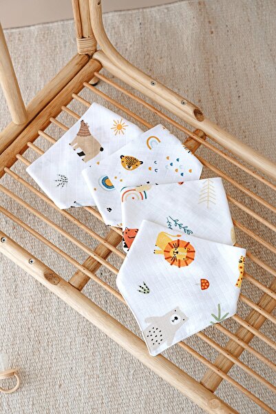 4 Pieces Muslin Double Snap Fastener 100% Cotton Baby Food / Saliva Bib, Scarf, Collar