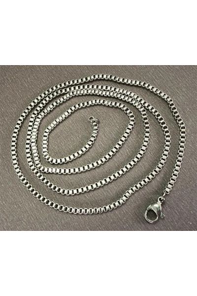OSMANLI GÜMÜŞ 316L Stainless Steel Men's Necklace Chain 2mm Thin Box Model