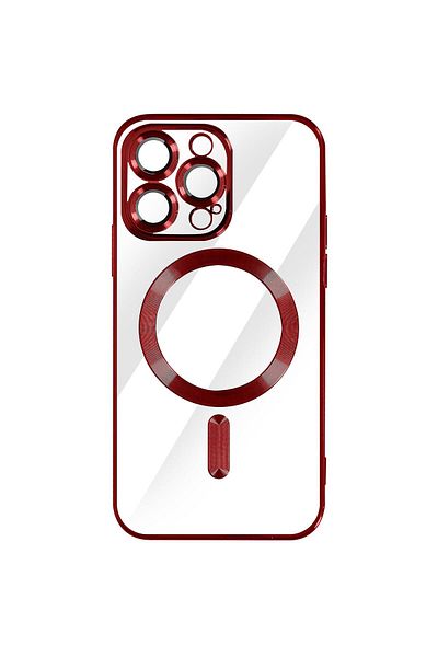 REDz Accessories Husă Luxe Armor, Magsafe, pentru iPhone 15 Pro Max, protecție cameră, silicon, transparentă, roșie
