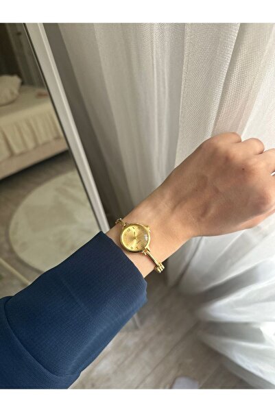 MERW Vanessa Model Gold-Sarı Metal Kordon Kadın Kol Saati