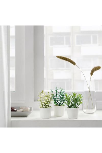 FEJKA Artificial Plants with Pot, Set of 3, Indoor/Outdoor Grasses, 5 cm x 10 cm