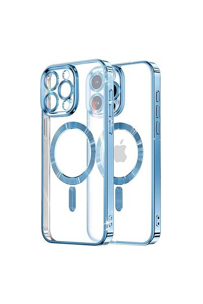 REDz Accessories Carcasă pentru iPhone 16 Pro Max, Luxe Armor, Magsafe, protecție cameră, silicon, transparentă, albastru Sierra