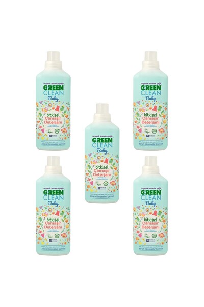 Green Clean 5'li Organik Lavanta Yağlı Baby Bitkisel Çamaşır Deterjanı 1000 ml