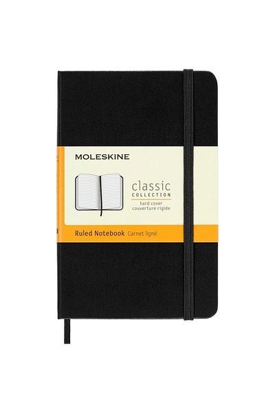 Moleskine Caiet negru cu dungi Buzunar Copertă rigidă