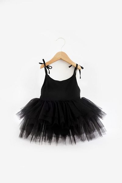 Le Mabelle Μαύρη φούστα Tutu Κοριτσίστικο φόρεμα μπαλαρίνας με τιράντες - Jade